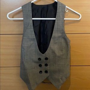Club Monaco Black and White Wool Plaid Vest sz XS